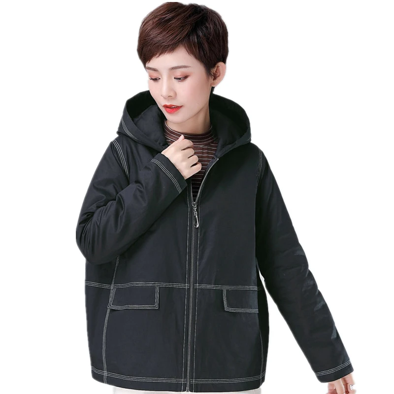 ветровки женские большой размер куртка зимняя короткая 100% хлопок черная кофта с