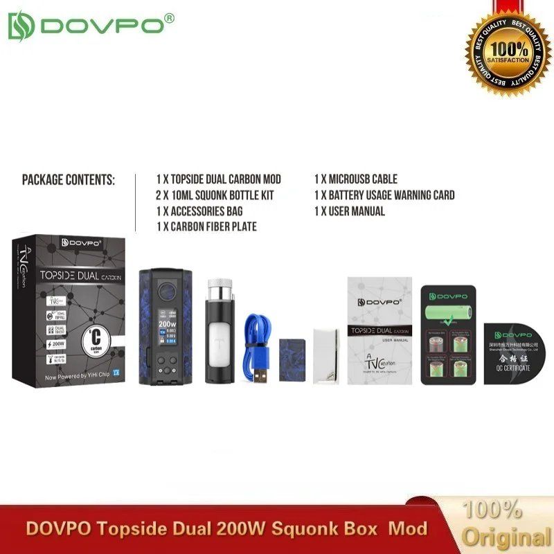 Оригинальная электрическая сигарета DOVPO Topside с двойным Карбоновым модулем Squonk 200