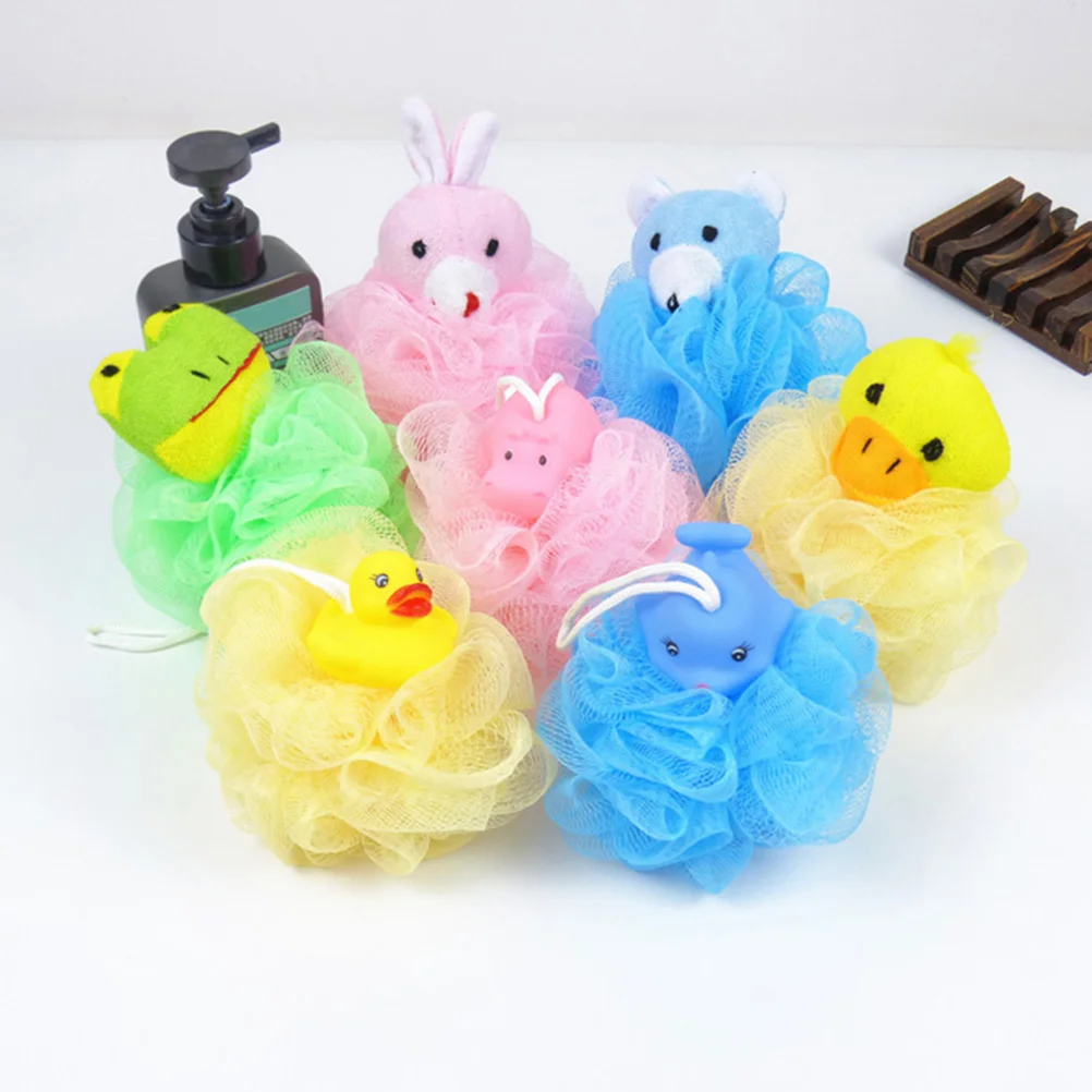 

4Pcs Bath Shower Balls Exfoliating Bath Towels for Kids (Assorted Color)