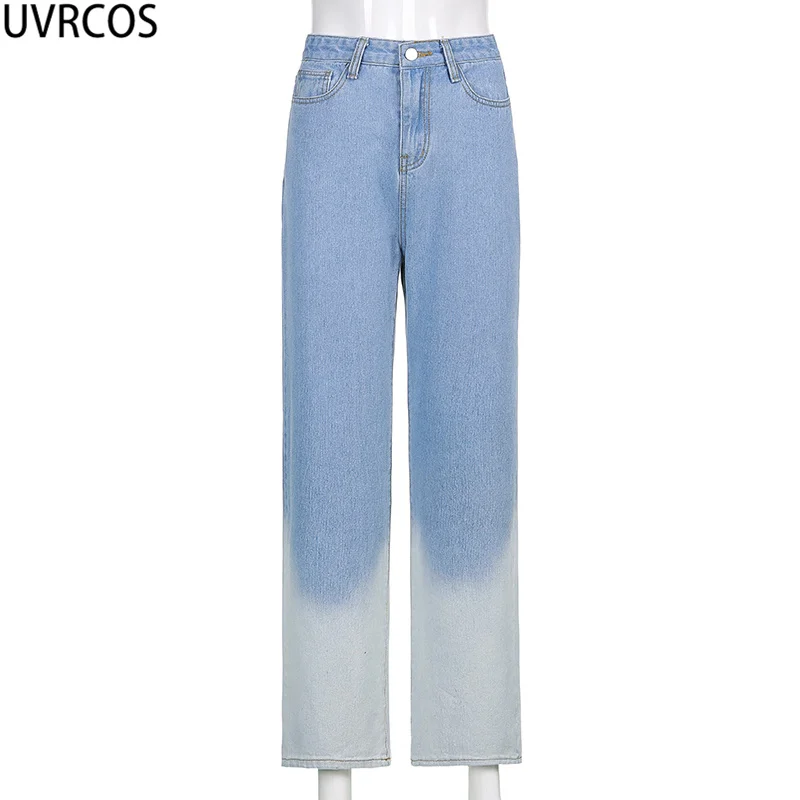 

UVRCOS Jeans Woman High Waist Mujer Summer 2021 Light Washed Gradient New Design Hot Streetwear Hipster Trendy Clothes For Women
