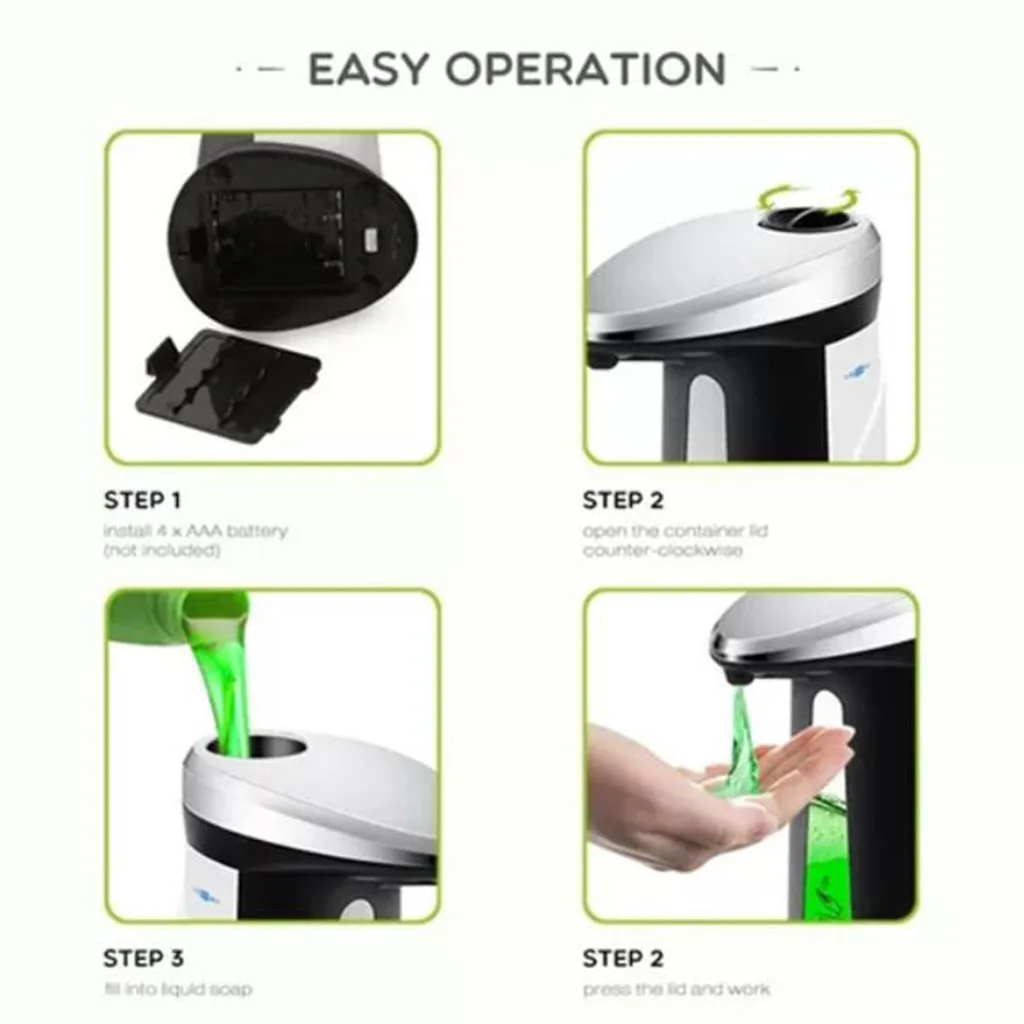 

Automatic Touchless Liquid Soap Dispenser Sanitizer for Bathroom Kitchen 400ml