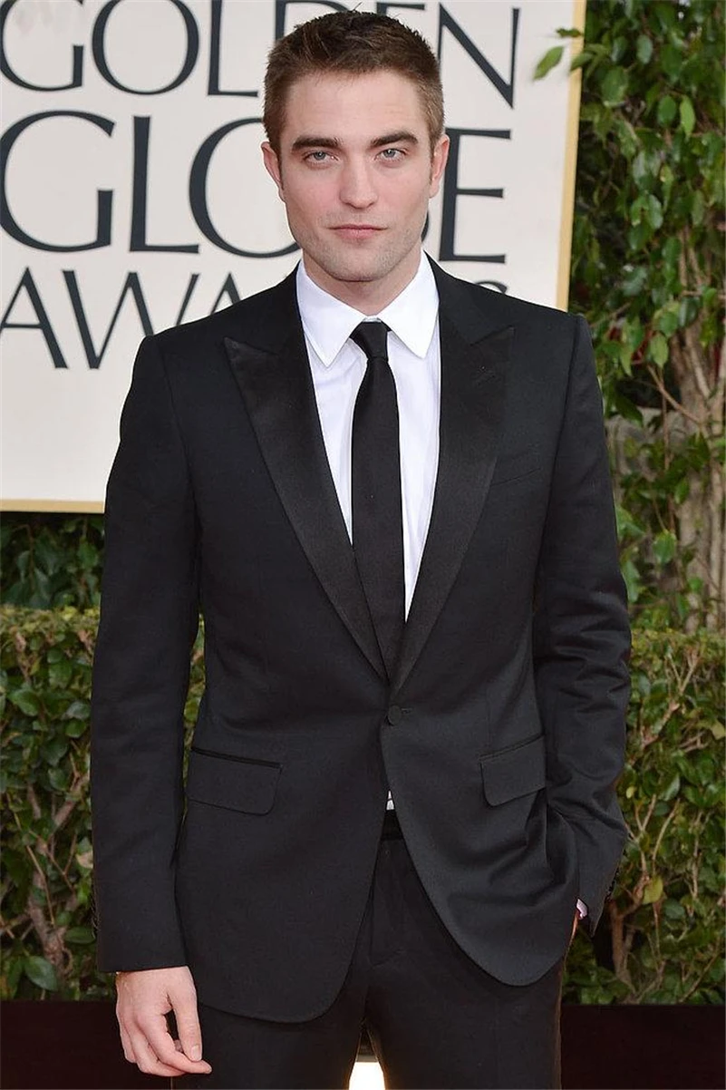 Новое поступление смокинг для жениха Черный мужской пик атласный отворот