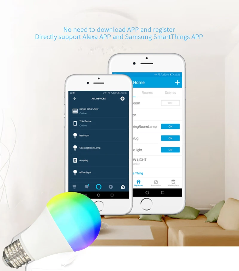 

9W Zigbee Smart Control Lamp Led RGB Light Dimmable Led Lamp Colorful Changing Bulb Led White Decoration Home Light Bulb Tubes