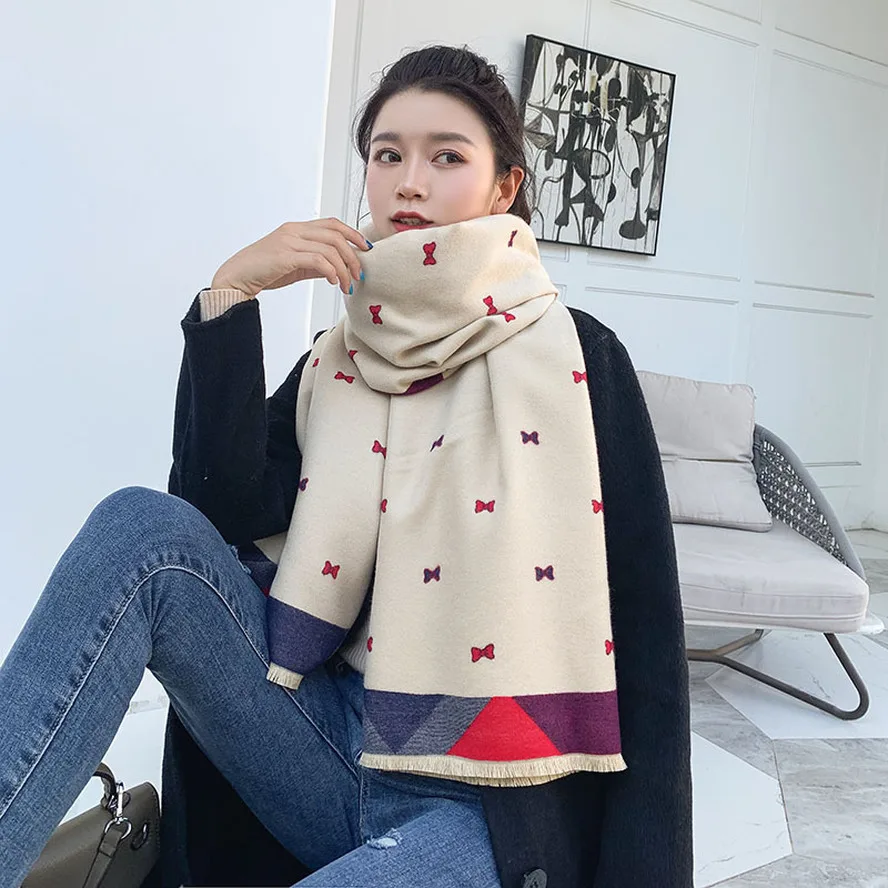 

New Women Scarf Cashmere Scarves Lady Winter Autumn Double-sided Long Thick Scarf High Quality Female Shawl Hot Sale Warm Scarf