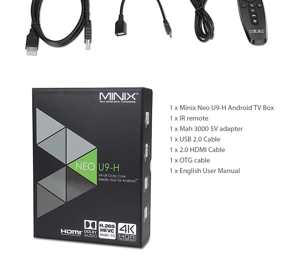 MINIX NEO U9-H tv Box Android 7,1 tv Box Amlogic S912-H Восьмиядерный 2 ГБ DDR3 16 Гб rom 4K HDR wifi телеприставка