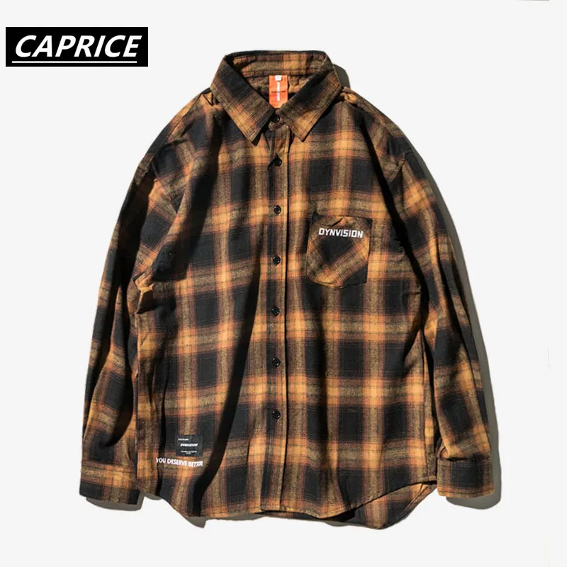 CAPRICE 2019 клетчатые рубашки с длинным рукавом мужские хип хоп повседневные