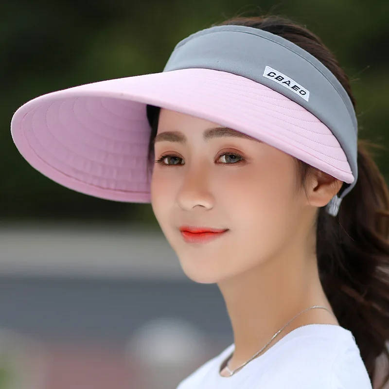 

women summer sun visor wide-brimmed hat beach hat adjustable UV protection female cap packable