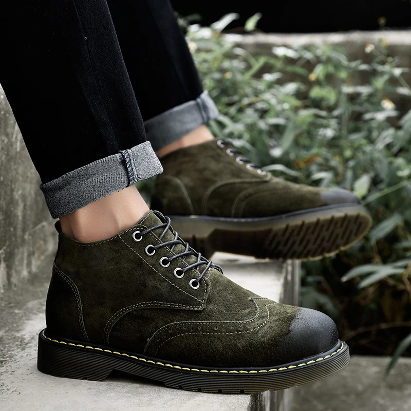 Новинка повседневные мужские кожаные ботинки модные зимние Брендовые ботильоны