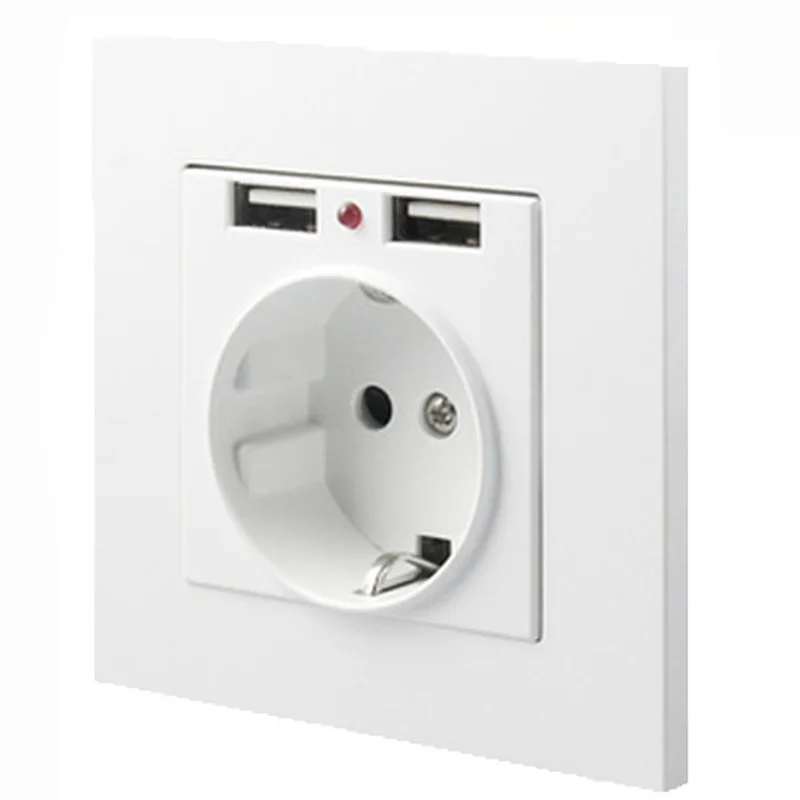 Белый 250 В 16A 86 панель типа немецкая Россия Корея ЕС провод кабель 2USB настенная