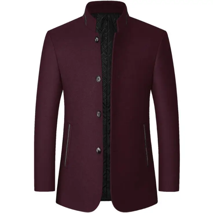 Модное зимнее шерстяное пальто VXO мужское толстое с двойным воротником