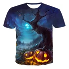 Новинка 2021, летняя футболка унисекс для пар с коротким рукавом и 3D принтом, футболка для Хэллоуина, кукла, рыба, круглый вырез, пуловер, искусственная кожа, оптовая продажа