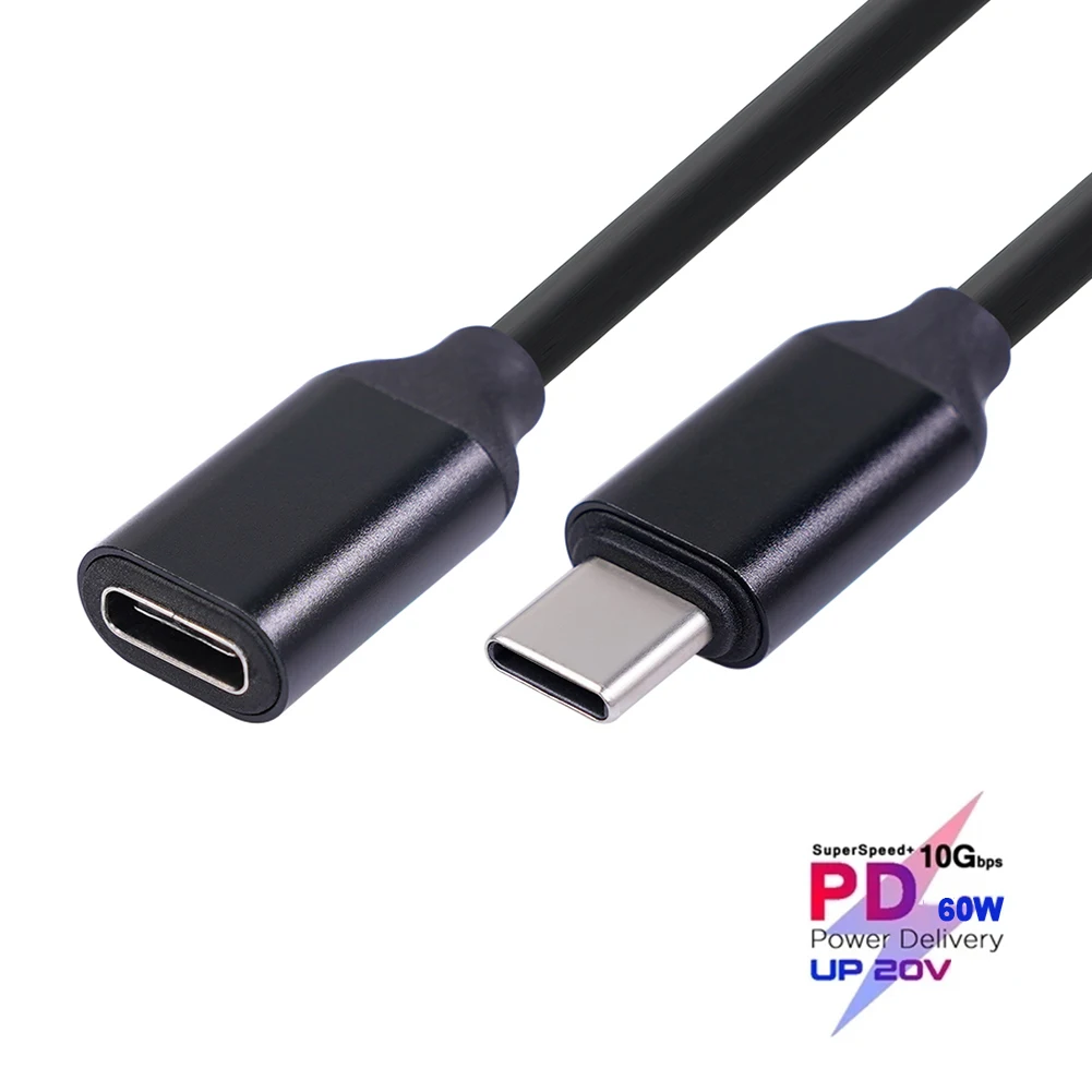 HD 4K 3A Тип C кабель удлинитель для мужского и женского пола PD 60 Вт USB зарядный провод