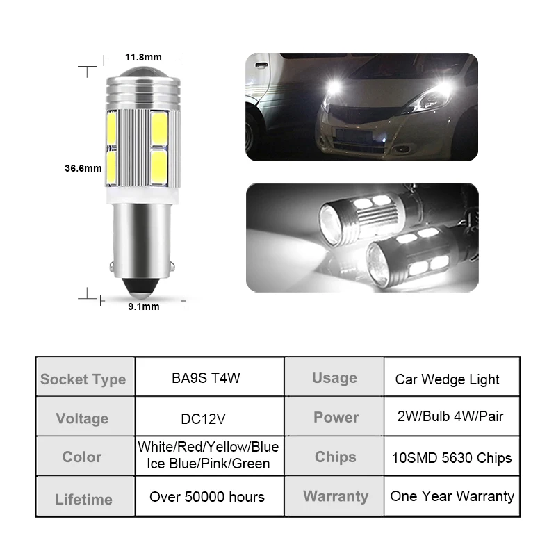 Сигнальная лампа NLpearl 2x 12 В BA9S светодиодная Canbus супер яркая 10SMD 5630 чипы