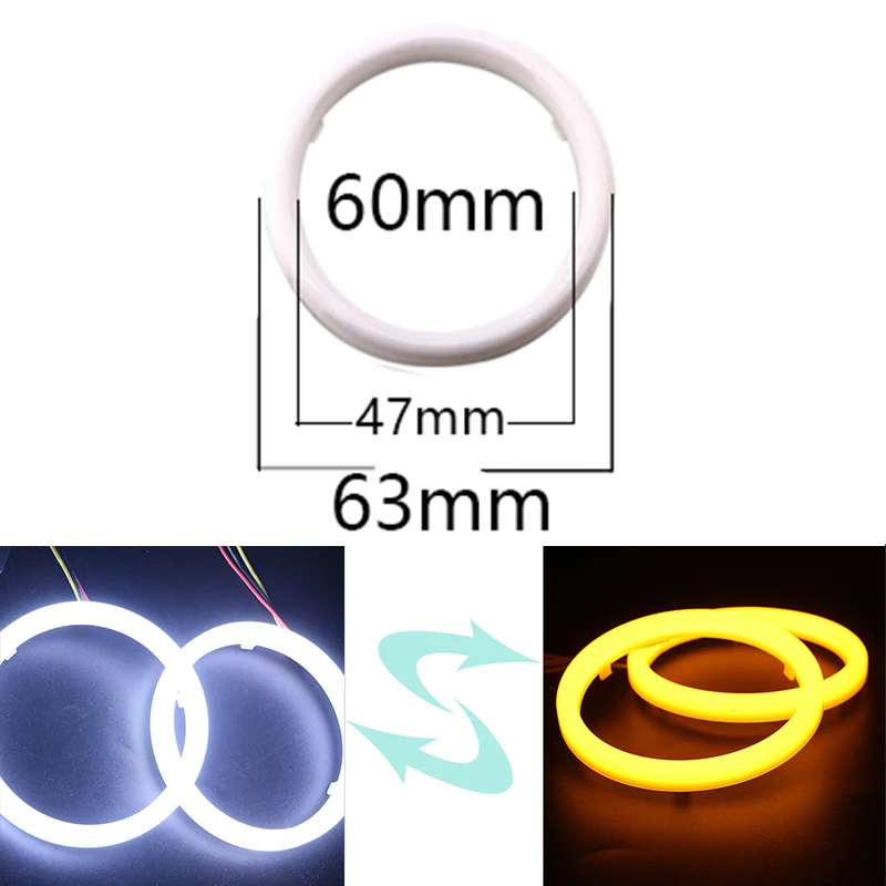 6X 12VDC молочно-белый и желтый 80 мм 25SMD 95 мм 30 SMD Ангельские глазки Led гало кольца авто DRL 60/70/80/90/95/100/110/120 мм - Цвет: 60mm White-Amber
