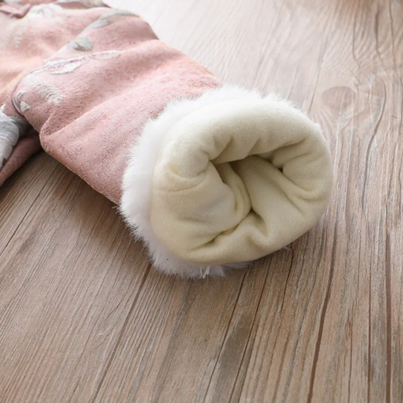 

DFXD Winter New Arrival Kids Girl Cheongsam Set Chinese Style Plus Velvet Embroidery Hanfu Coat+Lace Mesh Skirt Warm Girls Sets