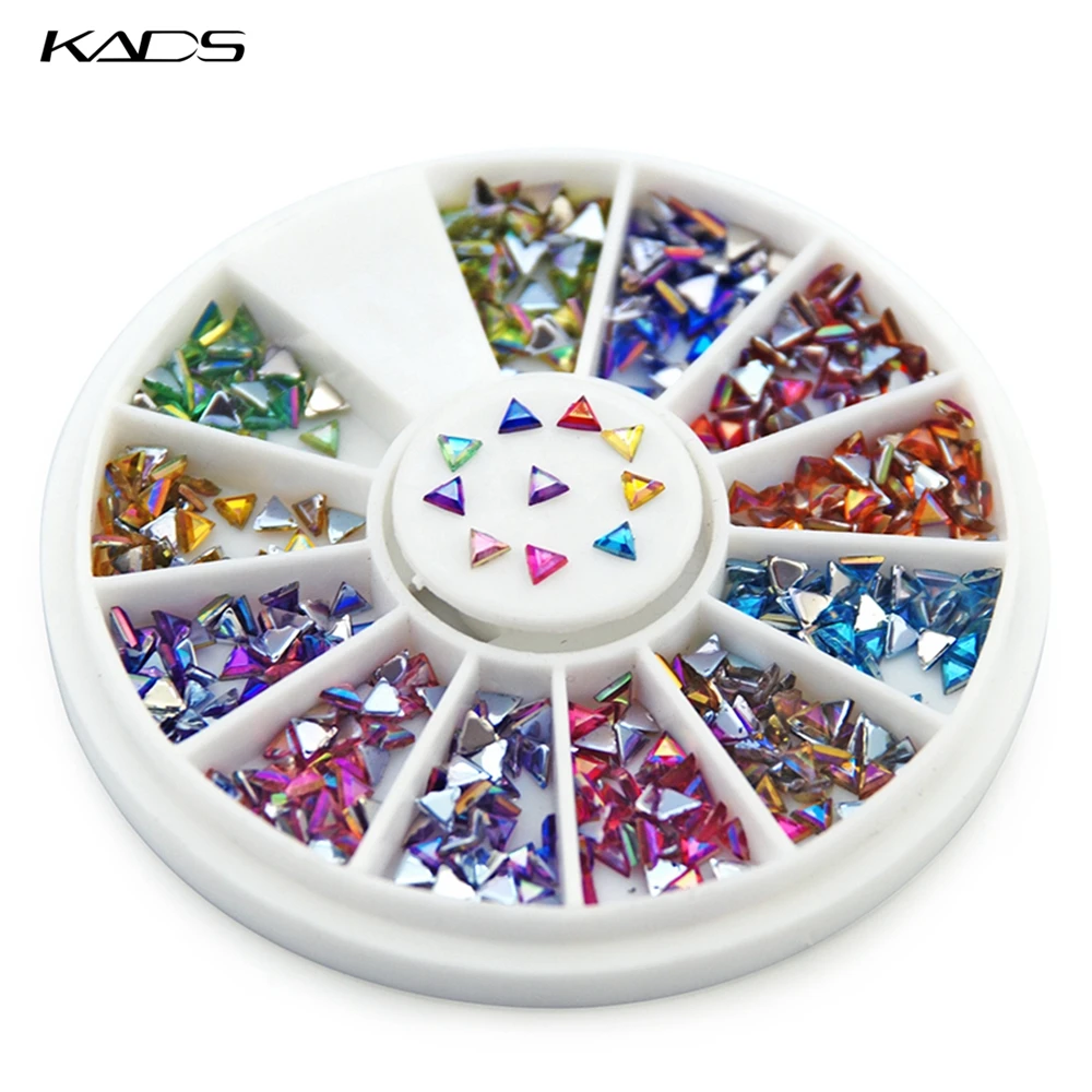 KADS 1.5*3 мм AB Цвет Треугольник 600pcs12 Стиль Красочные Искусство Ногтей Советы Кристалл горный хрусталь Украшения DIY