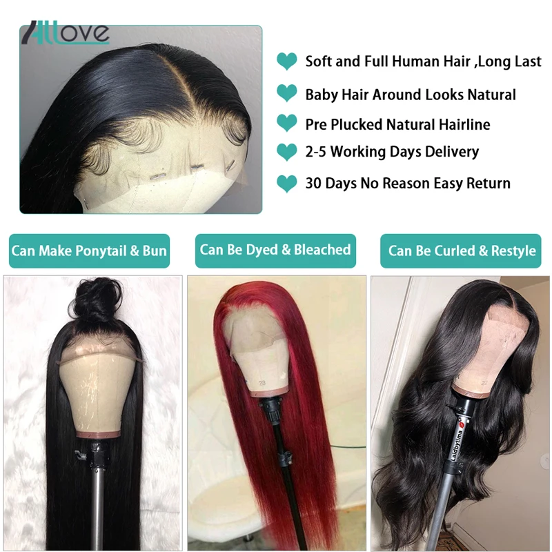 Allove прямые человеческие волосы на кружеве, парики Remy 360, парик на кружеве al 13X4 13X6, бразильский прямой парик на кружеве, плотность 250