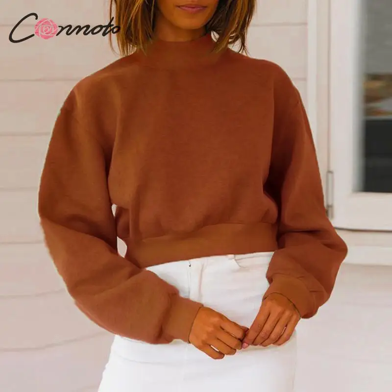 Женский короткий свитер Conmoto однотонный пуловер с длинными рукавами в Корейском