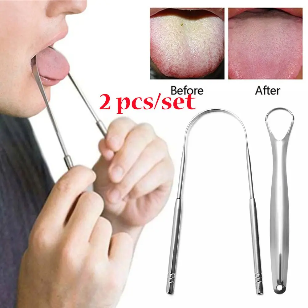 

New Fresh Breath Toothbrushes Bad Breath Care Oral Hygiene Dental Cleaning Tongue Scraper Cleaner Stainless Steel