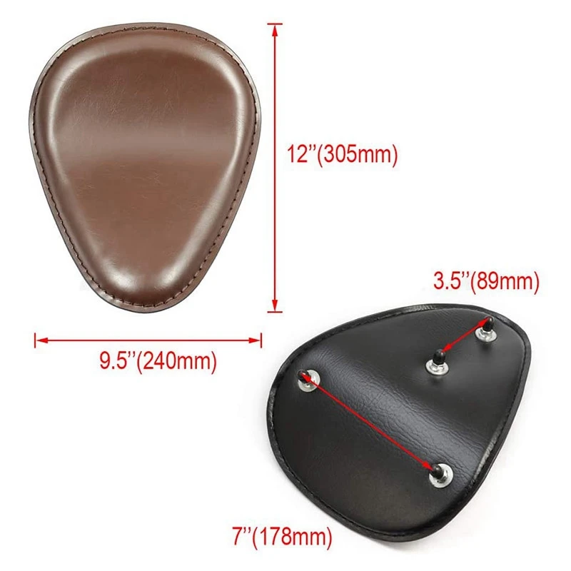 

Brown Leather Motorcycle Solo Seat 3inch Springs Bracket Mount Kit for Sportster Honda Yamaha Suzuki Bobber Chopper