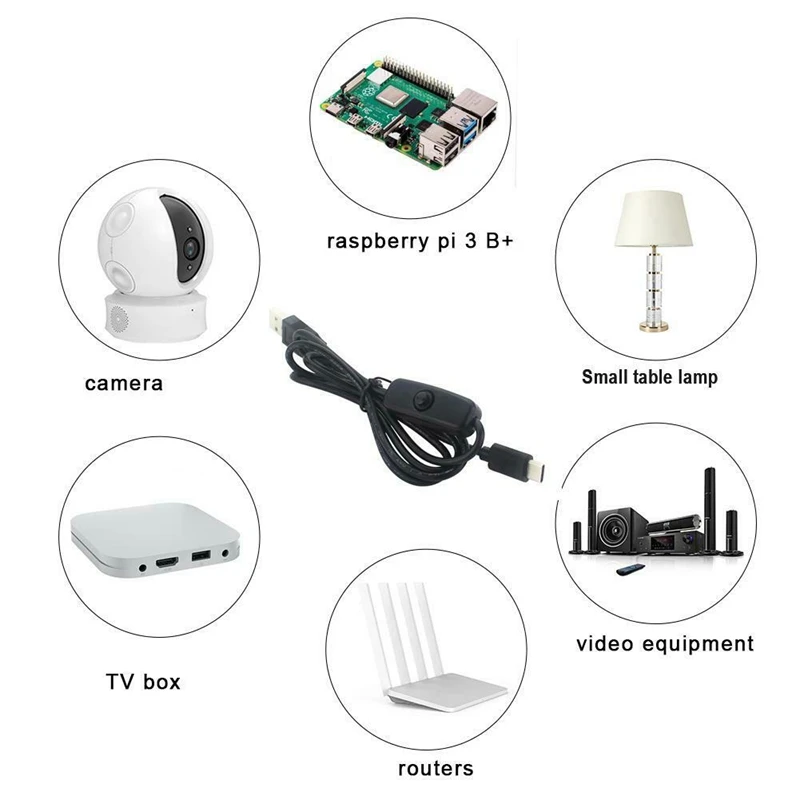Кабель-адаптер питания 5 В 3 А Usb к Type-C шнур с кнопкой вкл. ВЫКЛ. Для Raspberry Pi 4 Model B |