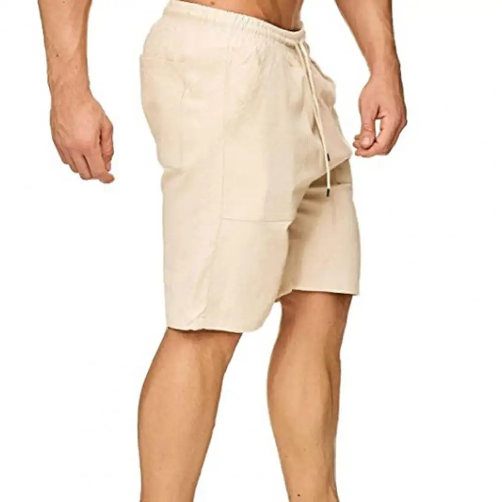 

Casual Training Shorts Solid Color Sports Shorts Knee Length Men Wide Leg Two Pockets Training Shorts Street wear