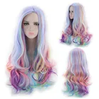 Градиентный парик Лолиты 65 см для женщин, длинные разноцветные волосы с большой волной, реквизит для косплея, высокотемпературный парик цвета мороженого для девочек
