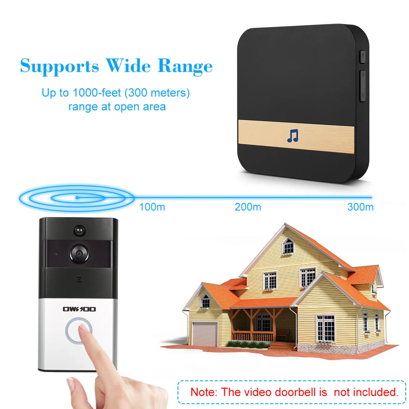 

Wireless Doorbell Chime With LED 4 Levels Volume 52 Ringtones Compatible With Smart Video Doorbell