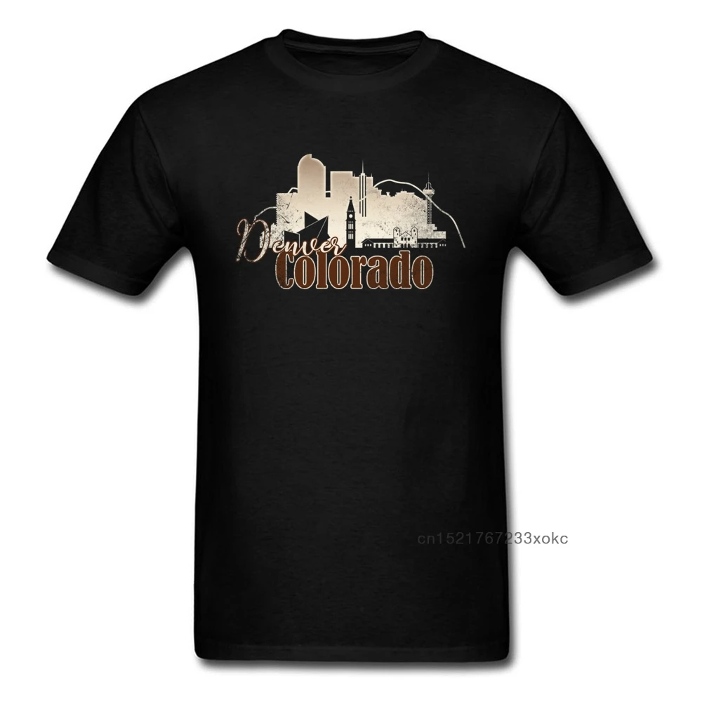Топы футболки Денвер Colorado Мужская футболка хлопковая гранж горизонт черная