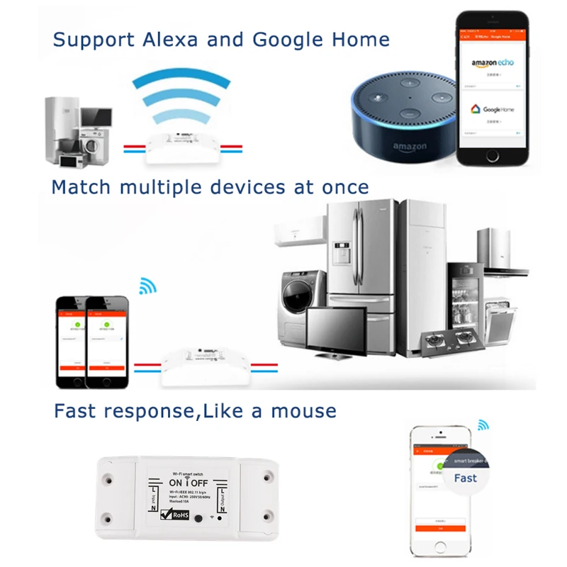 

WiFi Smart Light Switch Wireless DIY Smart Life Tuya APP Remote Control Work With Alexa Google Home Voice Control