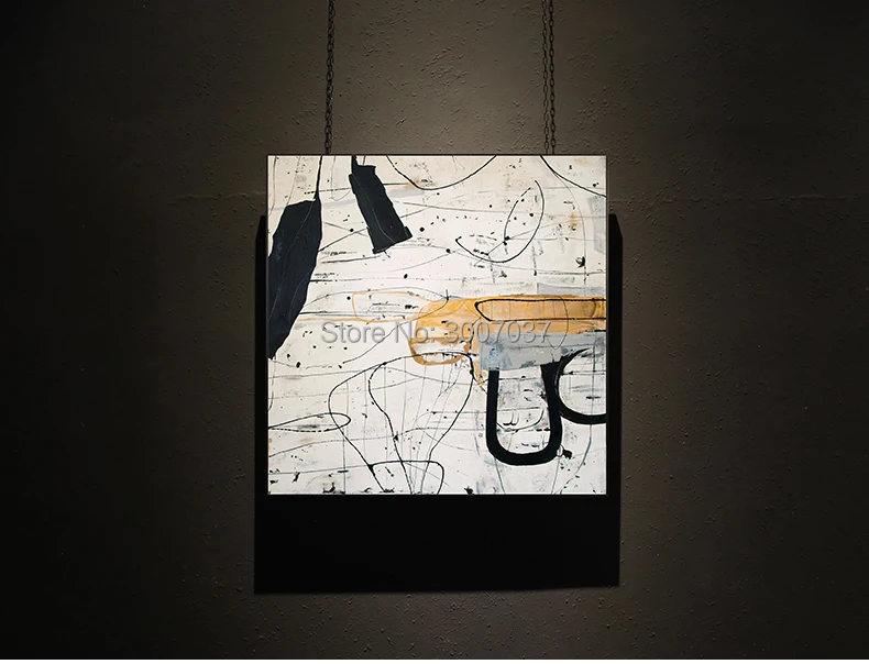100% ручная роспись современная живопись на холсте черная линия абстрактная