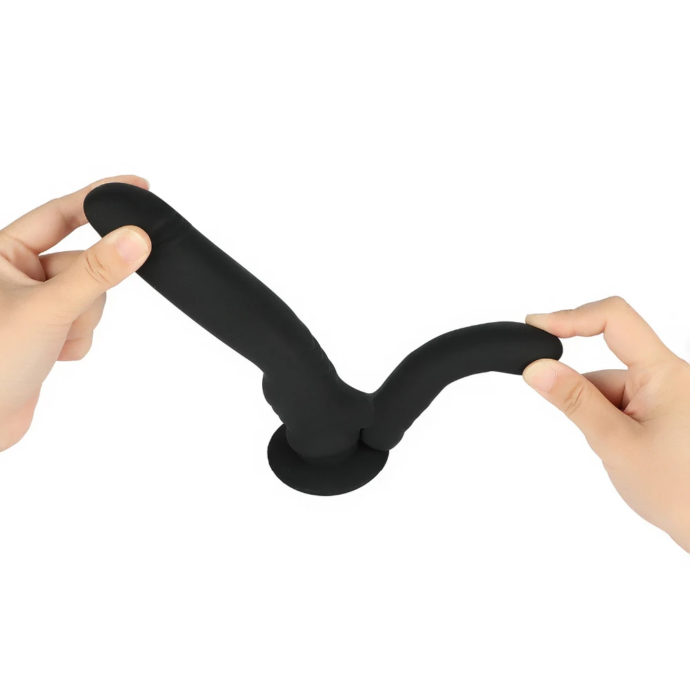 Силиконовый фаллоимитатор с двойной головкой на присоске анальный и пенис для