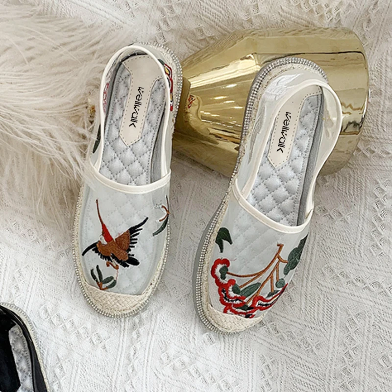 Эспадрильи женская обувь из пеньковой ткани на плоской подошве с круглым носком