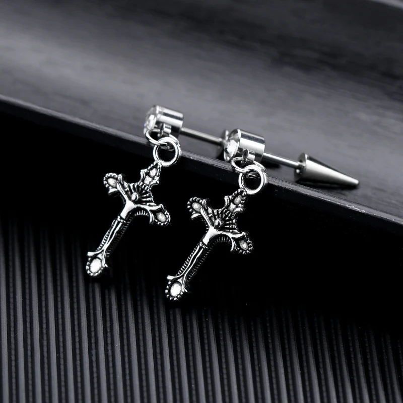 

Shine Cross Dangle Earring Stainless Steel Stud Earrings Piercing Jewelry Gift for Women Men