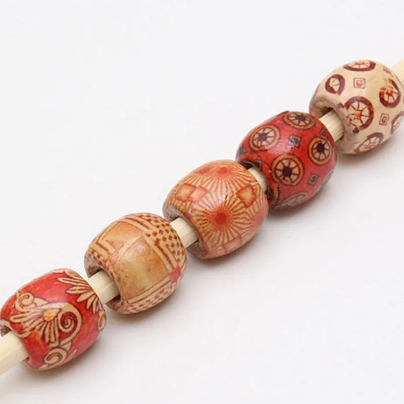 100 шт./пакет 16*17 мм апертура: 7 деревянные бусины для волос с большим отверстием