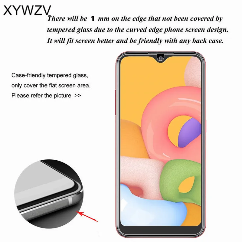 Protector de pantalla de vidrio templado para Samsung Galaxy A01, pel&iacute;cula protectora de vidrio templado para Samsung Galaxy A01, 2 uds.-1