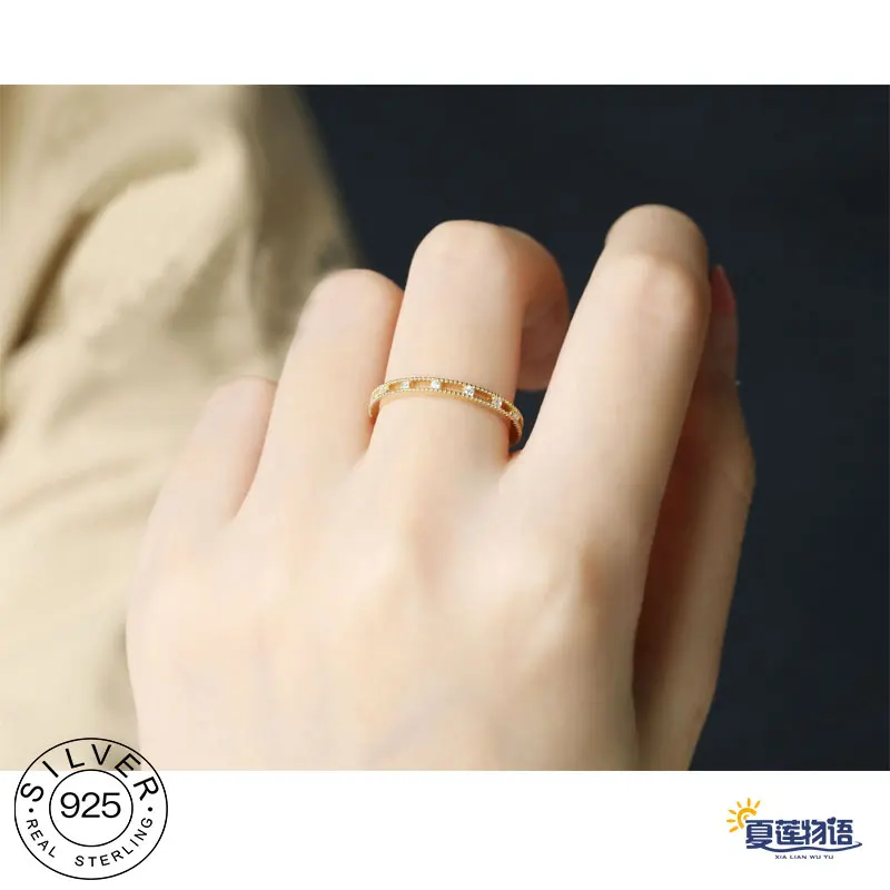 

Sterling silver ring s925 gold plated 14K zircon fine Simple fashion jewelry rings gifts for women Wedding Party France style