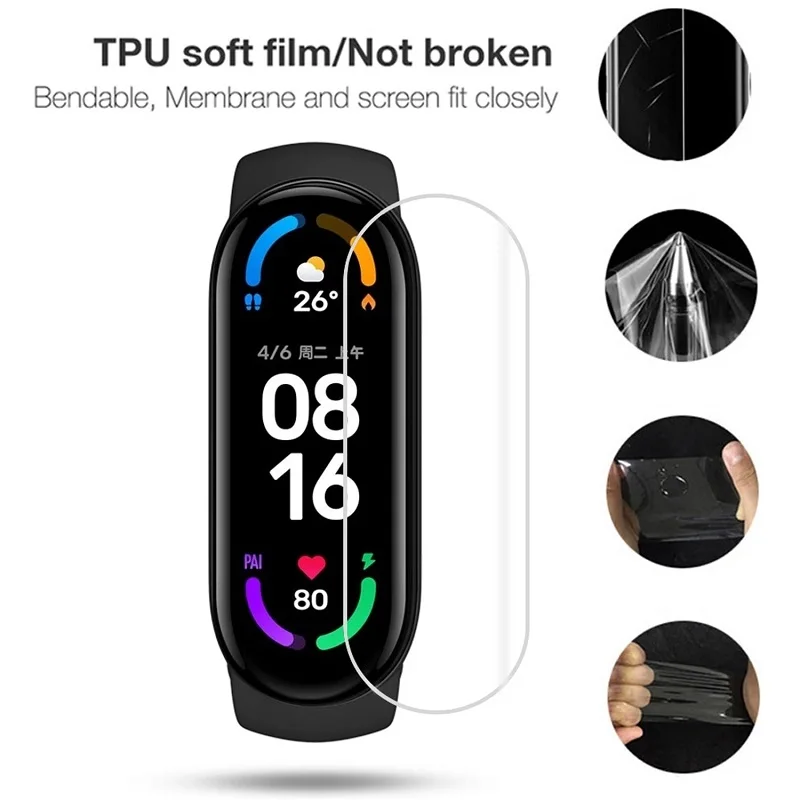 Защитная пленка с полным покрытием экрана для Xiaomi Mi Band 6 5 4 3 2 защитная из фольги