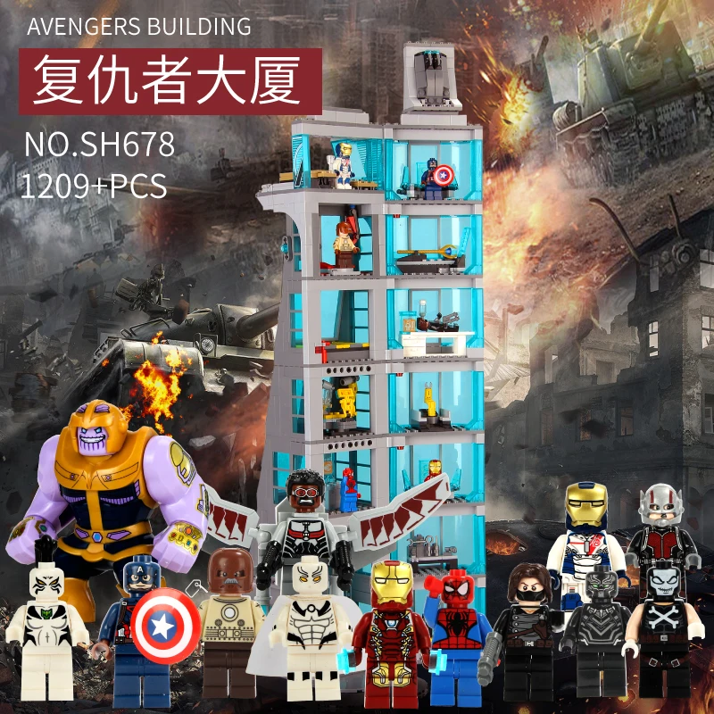 MOC Мстители башня Endgame Супер Герои Железный человек Фигурки совместимые Marvel Блоки