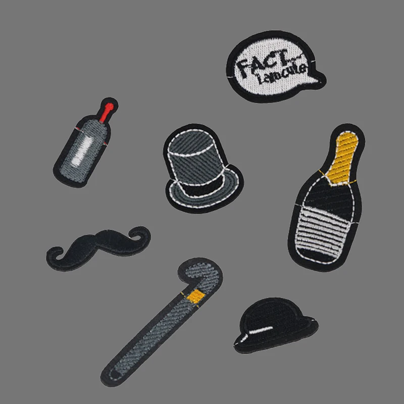 Черная бутылка с усами вышитые нашивки железные буквы на шляпе тростниковые