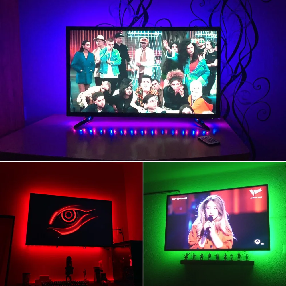 Светодиодная ленсветильник RGB 1/2/3/4/5 м гибкая лампа с дистанционным управлением