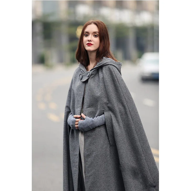 Средневековый плащ пальто с капюшоном для взрослых Для женщин Винтаж Готическая