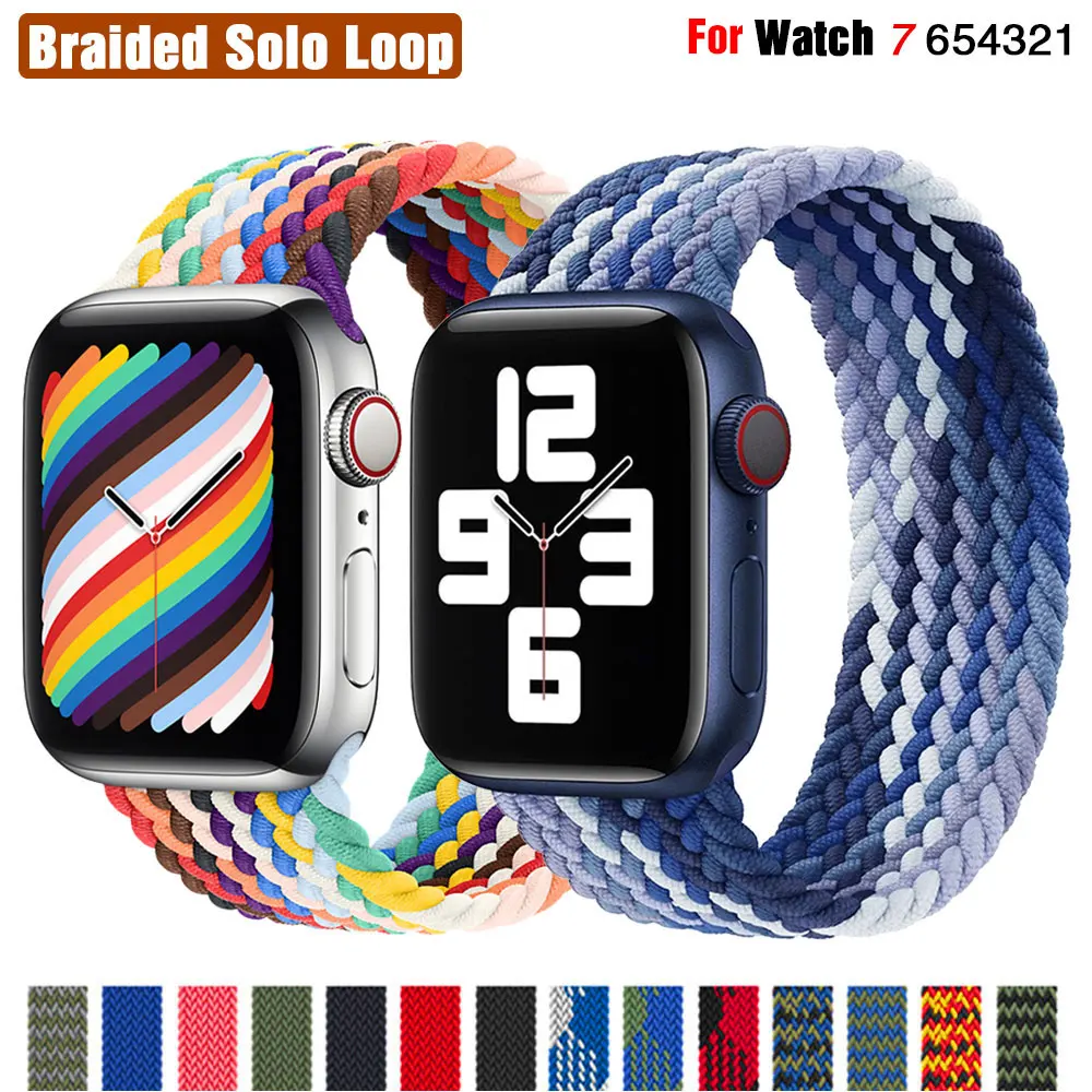 

Nylon Braided Solo Loop Band For Apple Watch 44mm 40mm 45mm 41mm 38mm 42mm Elastic Bracelet For iWatch series 3 4 5 SE 6 7 Strap