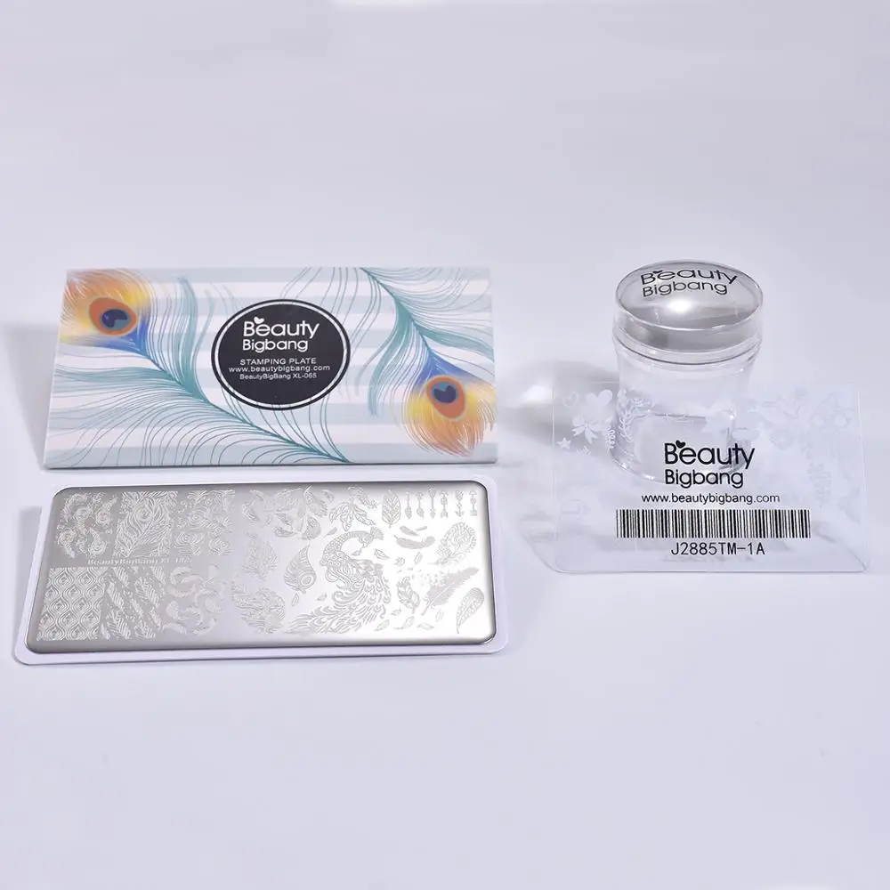 3 шт. набор для штамповки BeautyBigBang прямоугольник птицы павлинье перо ногти