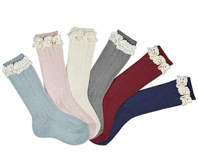 Детские кружевные носки ярких цветов для девочек детские без пятки в стиле