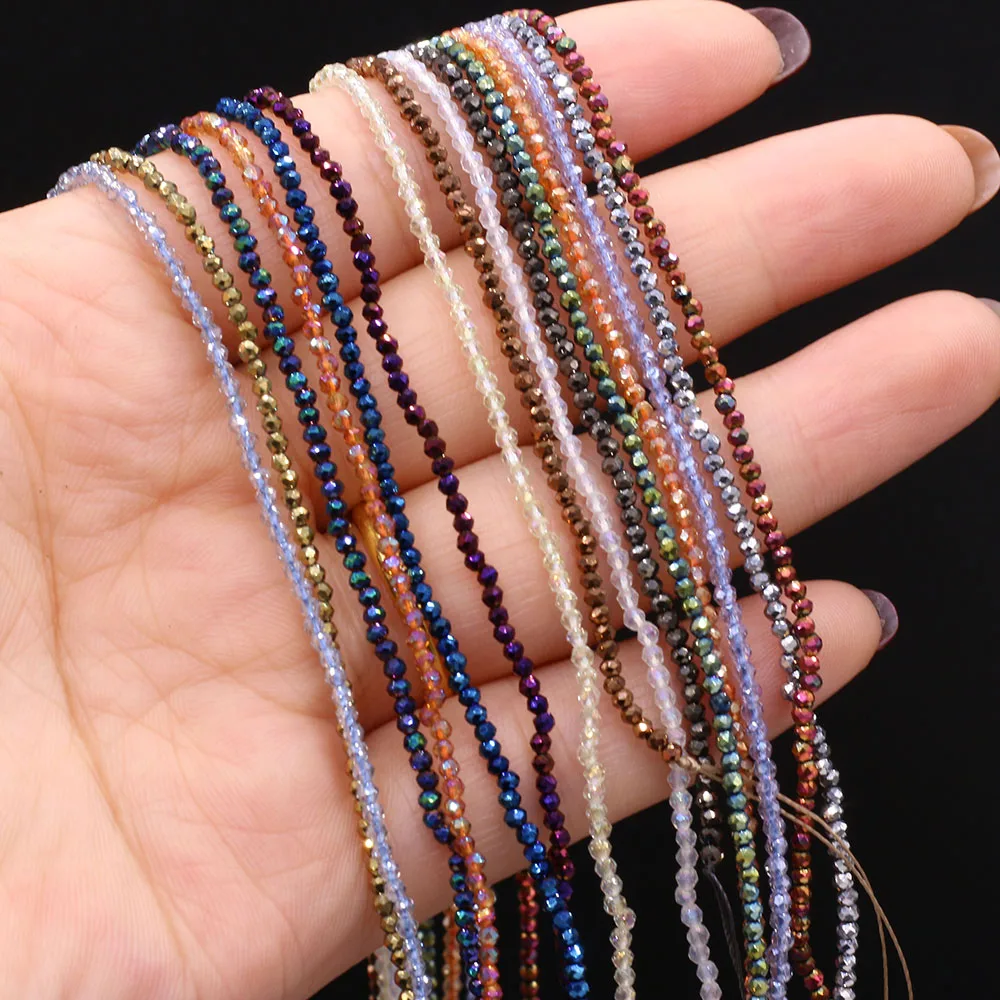 Natural Semi-Precious Stone Crystal Quartz Loose Beads Plating Color 2mm for Jewelry Making DIY Bracelet Necklace Lenght 38cm