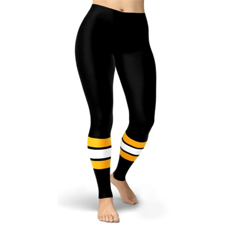 

USA Size Women's Leggings Seamless Sexy 3D Lady Yoga Pants Black Yellow White Stitching Print Sport Streetwear