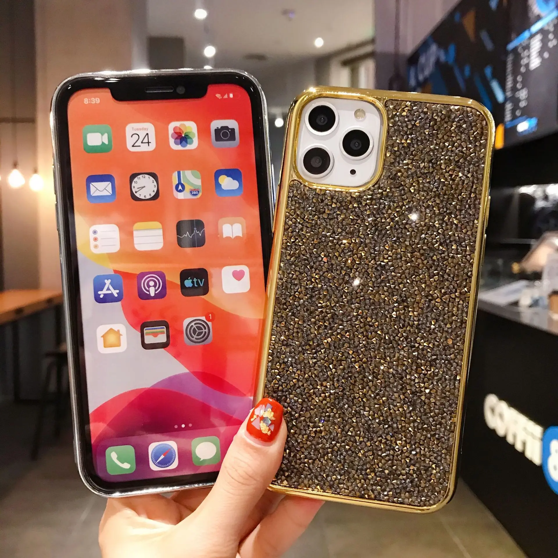 С сияющими блестками плакированная задняя крышка для iPhone 6S 6 7 8 Plus X XR XS MAX