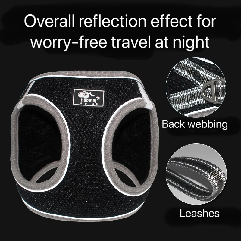 

Dog Harness Pet Leash Polyester Mesh Light Breathable Dog Chest Back Reflective Breathable Dog Chest Strap Vest Dog Leash