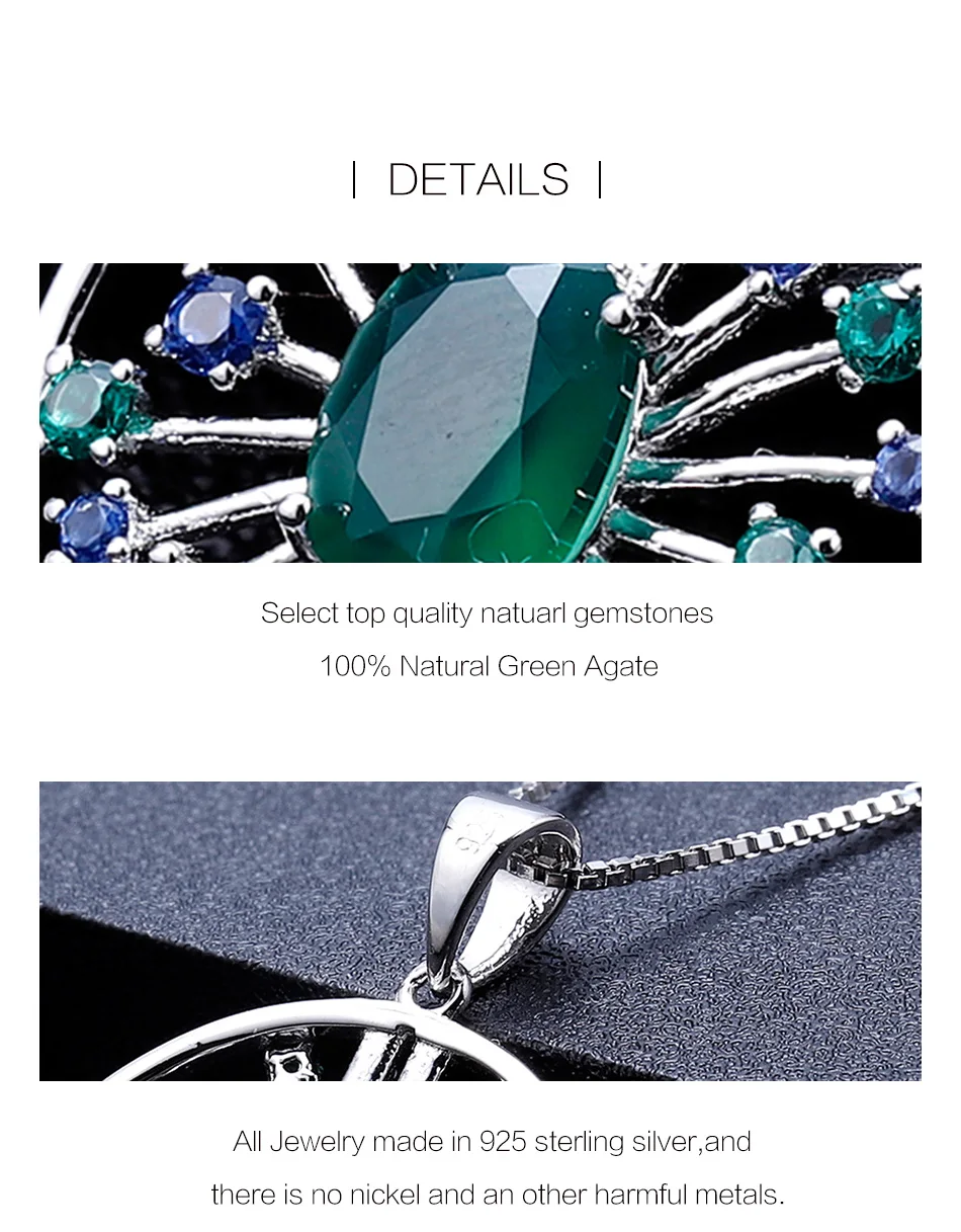 Ювелирный набор в винтажном стиле с натуральным зеленым агатом, 3.88Ct, 925 пробы серебряные серьги, наборы с подвеской для женщин, хорошее ювелирное изделие